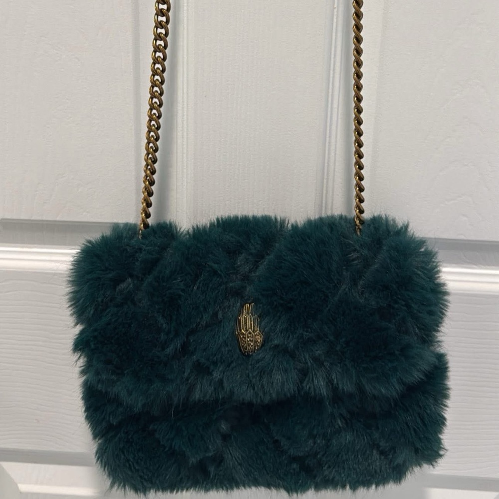 Kurt Geiger Teal Faux Fur Crossbody Bag
